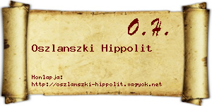 Oszlanszki Hippolit névjegykártya